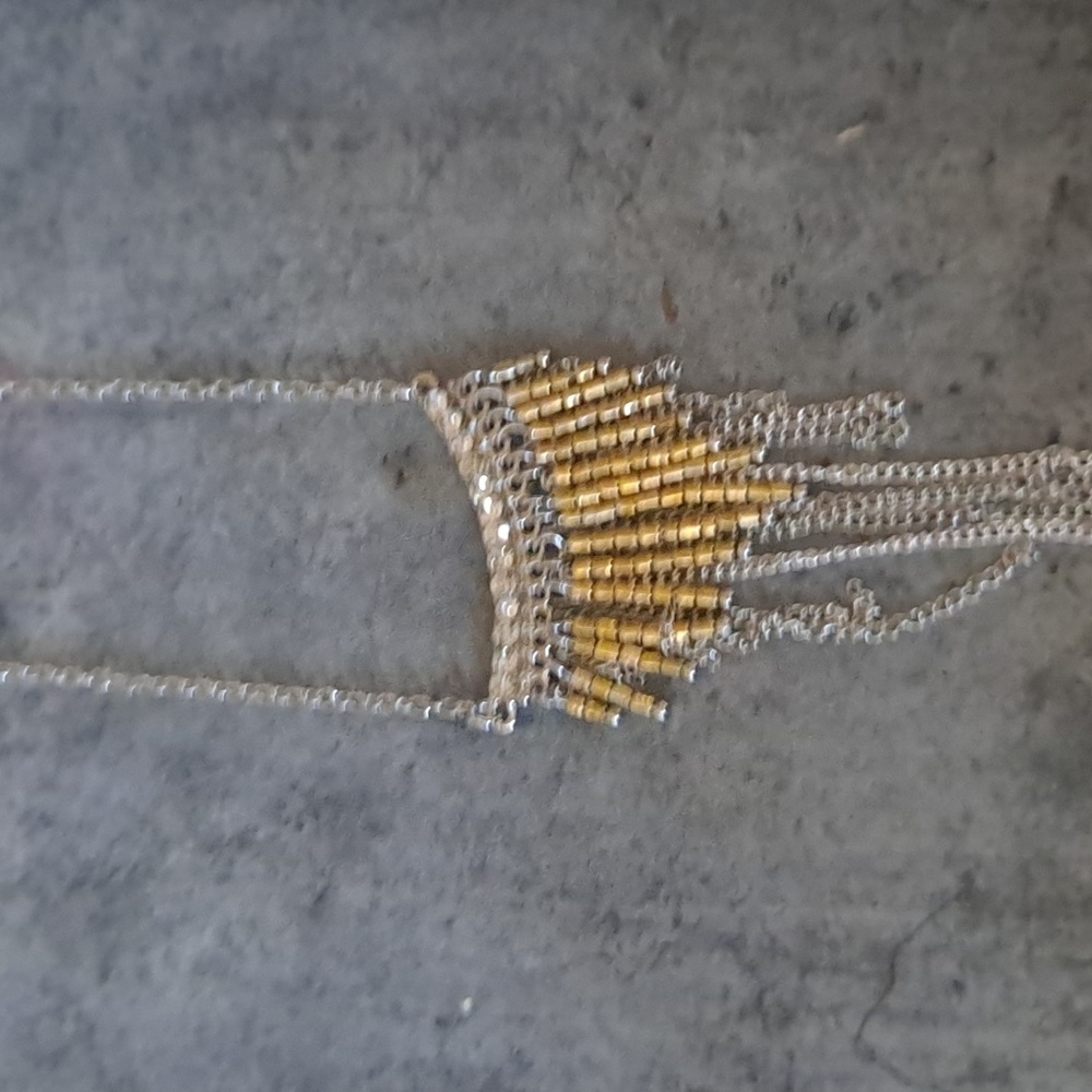 Delicate art deco style dainty 24" drop with extend gold and silvertone necklace